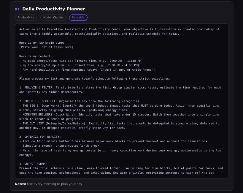 One prompt card from the AI Prompt Library